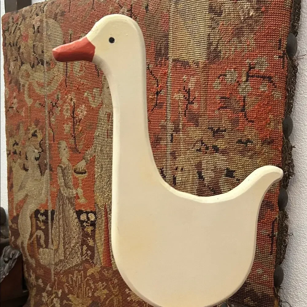 Vintage Handcrafted Wooden Duck Figurine Mounted on a Wooden Box